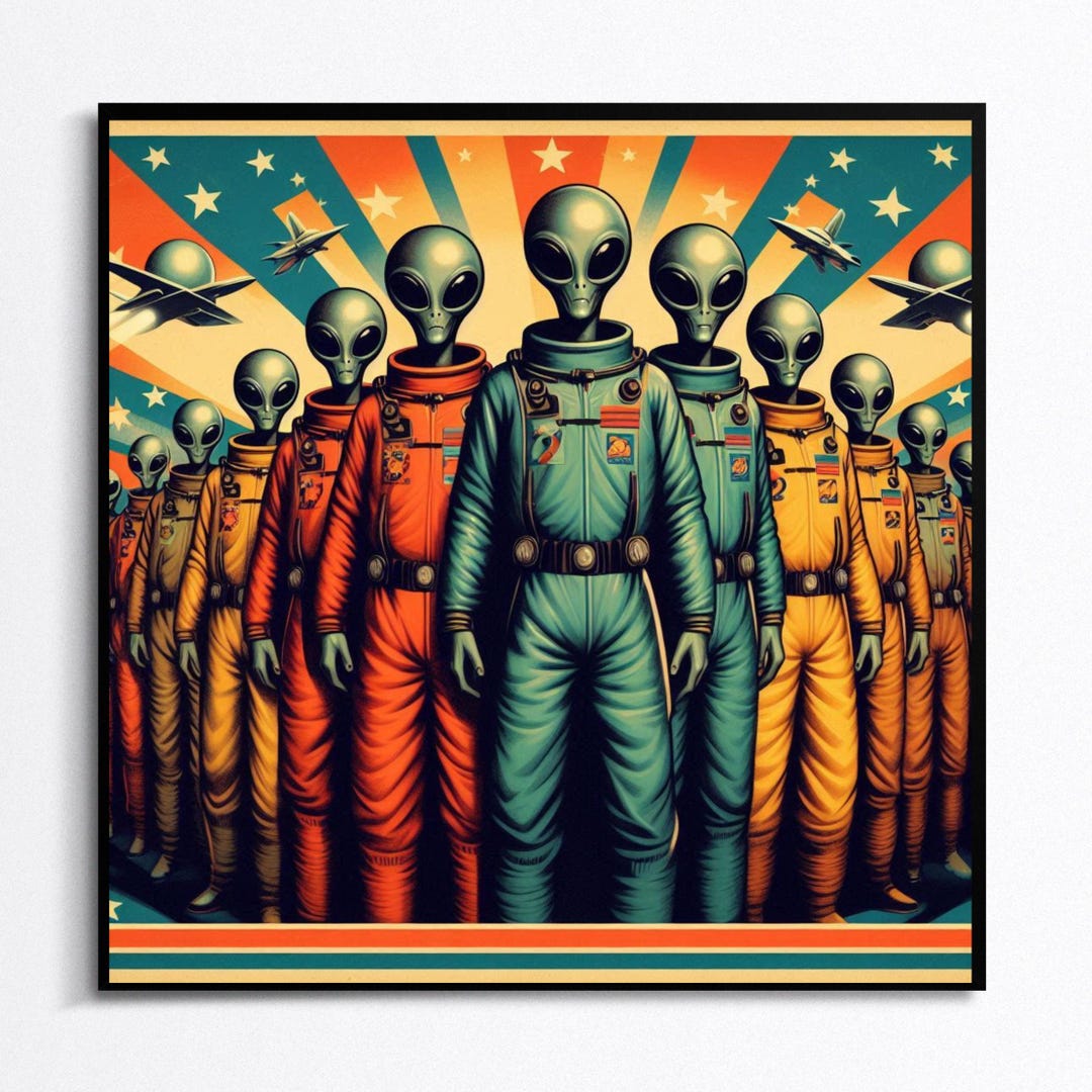 Retro Alien Army Art Print, Mid-century Modern Sci-fi Poster - Etsy