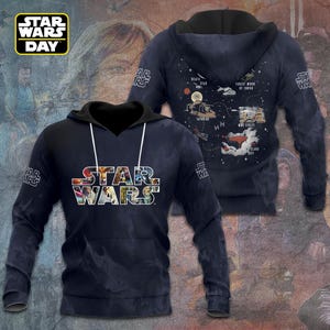 Star Wars-kaart T-shirt, Star Wars-planeten hoodie, Star Wars Planets Tour-sweater, Disney Movie Tee, Star Wars Day, Galaxy's Edge-T-shirt