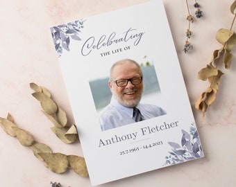 Editable Funeral Program Template Instant Download Obituary Template Greenery Order Of Service Celebration Of Life Funeral Program