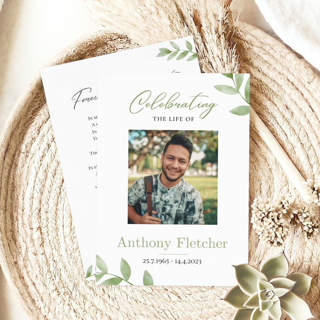 Funeral Prayer Card Template Memorial Prayer Card Template Editable ...
