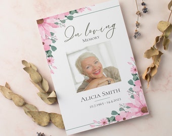 Begrafenisprogramma's sjabloon overlijdensbericht sjabloon voor begrafenis Memorial programma Womens begrafenisprogramma aankondiging bewerkbare afdrukbare begrafenis