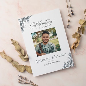 Editable Funeral Program Template Instant Download Obituary Template Greenery Order Of Service Celebration Of Life Funeral Program
