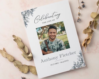 Editable Funeral Program Template Instant Download Obituary Template Greenery Order Of Service Celebration Of Life Funeral Program