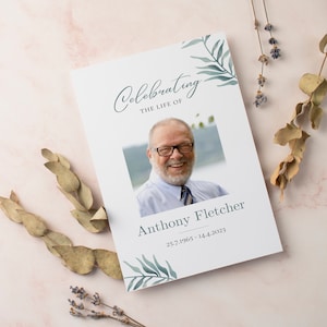 Editable Funeral Program Template Instant Download Obituary Template Greenery Order Of Service Celebration Of Life Funeral Program