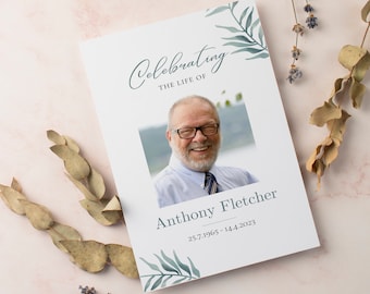 Editable Funeral Program Template Instant Download Obituary Template Greenery Order Of Service Celebration Of Life Funeral Program