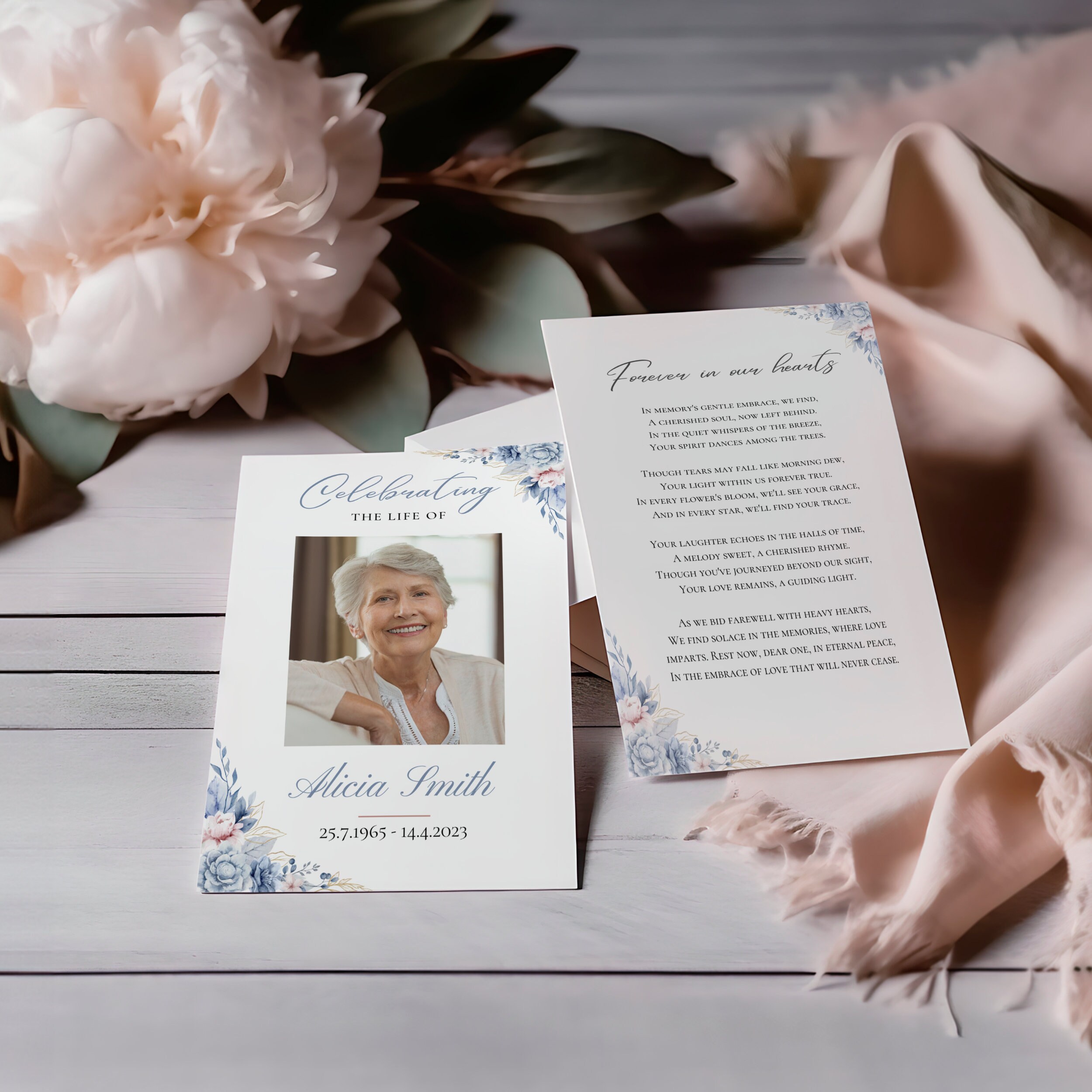 Funeral Prayer Card Template Memorial Prayer Card Template Editable ...