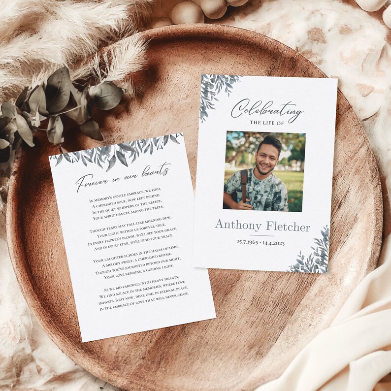 Funeral Prayer Card Template Memorial Prayer Card Template Editable ...