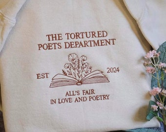 TTPD Embroidered Poetry Crewneck, The Tortured Poets Department Embroidered Sweatshirt, Proud member of Poet Dept Sweatshirt, Taylor Shirt