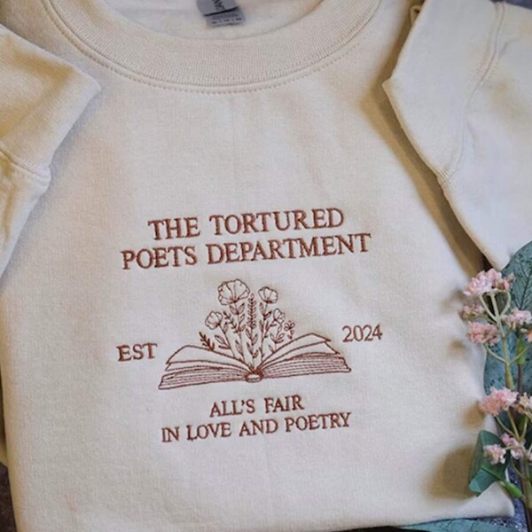 TTPD Embroidered Poetry Crewneck, The Tortured Poets Department Embroidered Sweatshirt, Proud member of Poet Dept Sweatshirt, Taylor Shirt