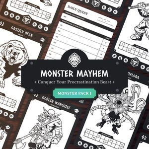 ADHD Daily Planner Monster Pack I: A DND-Inspired Productivity To-Do List For Your Daily Tasks - Editable