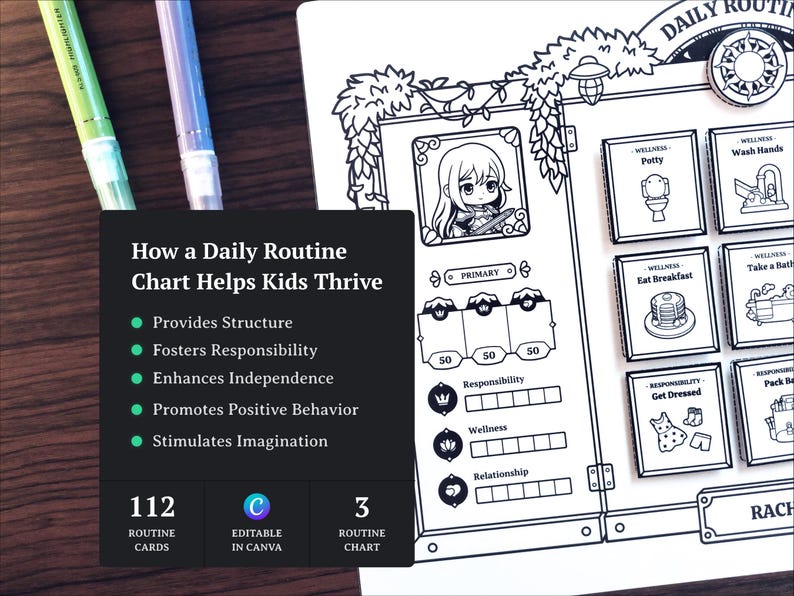 ADHD Daily Routine Chart for Kids Starter Pack: A Dnd-inspired Way for ...