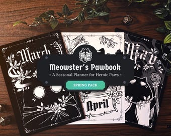 Agenda para TDAH - Paquete de primavera: una agenda acogedora y gamificada con temática de gatos inspirada en Dungeons & Dragons.