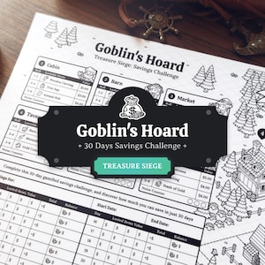 Desafío de ahorro de 30 días: Treasure Siege: un juego de ahorro inspirado en D&D en formato A4, A5 y carta (imprimible)