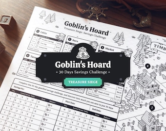 Desafío de ahorro de 30 días: Treasure Siege: un juego de ahorro inspirado en D&D en formato A4, A5 y carta (imprimible)