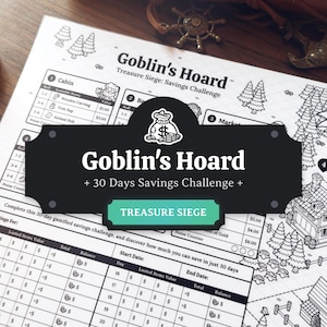 Desafío de ahorro de 30 días Treasure Siege: un juego de ahorro inspirado en DND en formato A4, A5 y carta - Imprimible