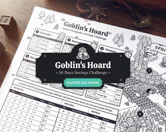 Desafío de ahorro de 30 días - Escapada de Pascua: Un juego de ahorro inspirado en DND en formato A4, A5 y carta - Imprimible