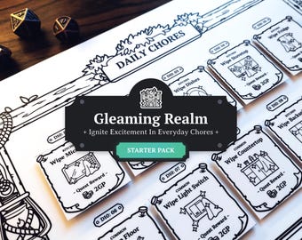 Tabla de tareas para niños con TDAH: paquete de inicio: una forma divertida e inspirada en el método DND para abordar las tareas del hogar con un sistema de recompensas (editable)