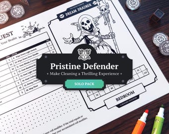 Lista de verificación de limpieza para TDAH: Un desafío de limpieza gamificado inspirado en DND (Editable)