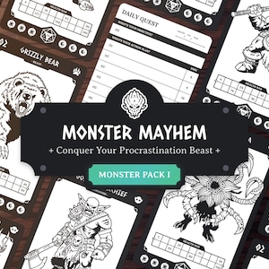 Agenda quotidien TDAH Monster Pack I : une liste de tâches de productivité inspirée du MDN pour vos tâches quotidiennes - Modifiable