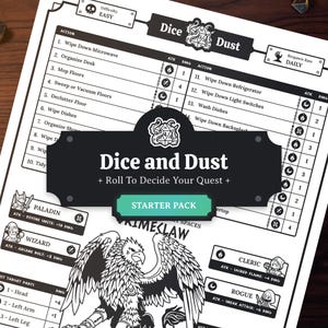 ADHD D20 Cleaning Game Starter Pack: A DND-Inspired Cleaning Challenge For Your Daily Chores. Roll for Chores Reimagined - Editable