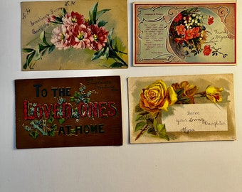 Antique Floral Postcard Lot (4) e