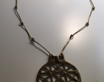 Unusual Brass Pendant Necklace Swedish?