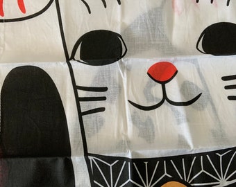 Japanese Lucky Cat Scarf or Wall Hanging