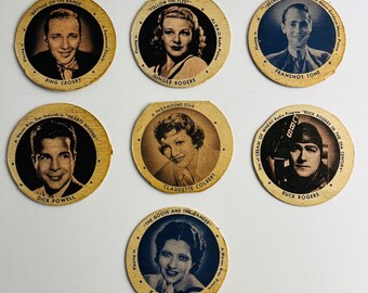 1930s-1950s Ice Cream Lids with Actresses and Actors