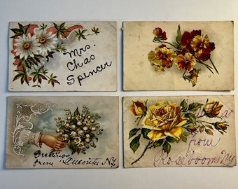 Antique Floral Postcard Lot (4) a