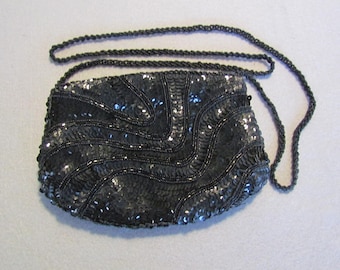 Black La Regale Evening Bag with Sequins and Beads