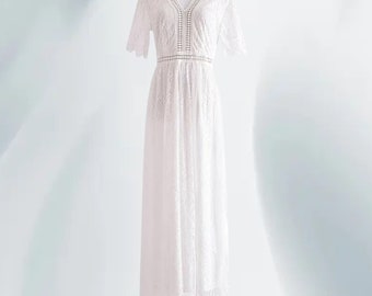 Boho Chic weißes Spitzenkleid | Brautkleid | Boho Spitzenkleid |Boho Maxi Kleid | Ärmelloses Boho Kleid | Boho-Stil | Geschenke