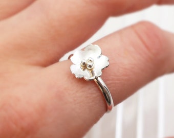 Cherry Blossom Sterling Silver Flower Minimalist Ring