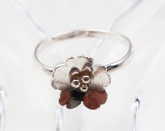 Cherry Blossom Sterling Silver Flower Minimalist Ring