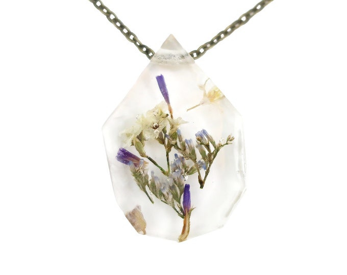 Dried Flower Eco Resin Necklace