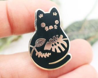 Cute Cat Plant Enamel Pin – Tropical Houseplant Kitty Lapel Pin