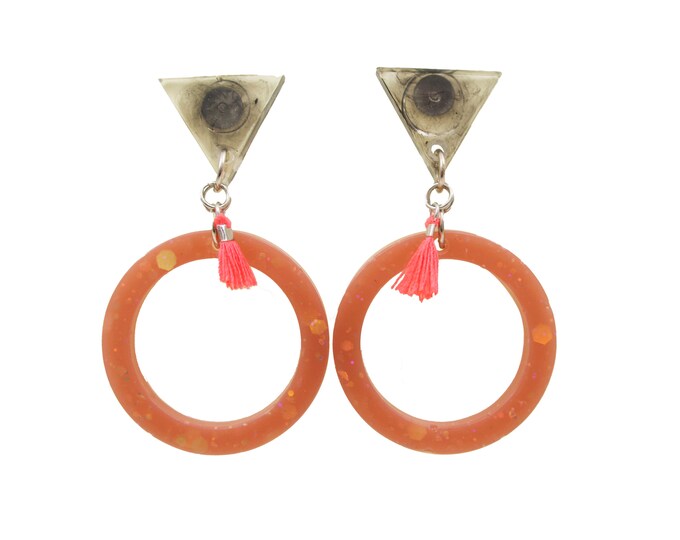 Colorful Geometric Earrings Acrylic Resin Glitter Earrings with Tassels