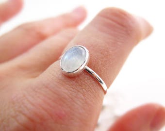 Moonstone Stacking Sterling Silver Ring