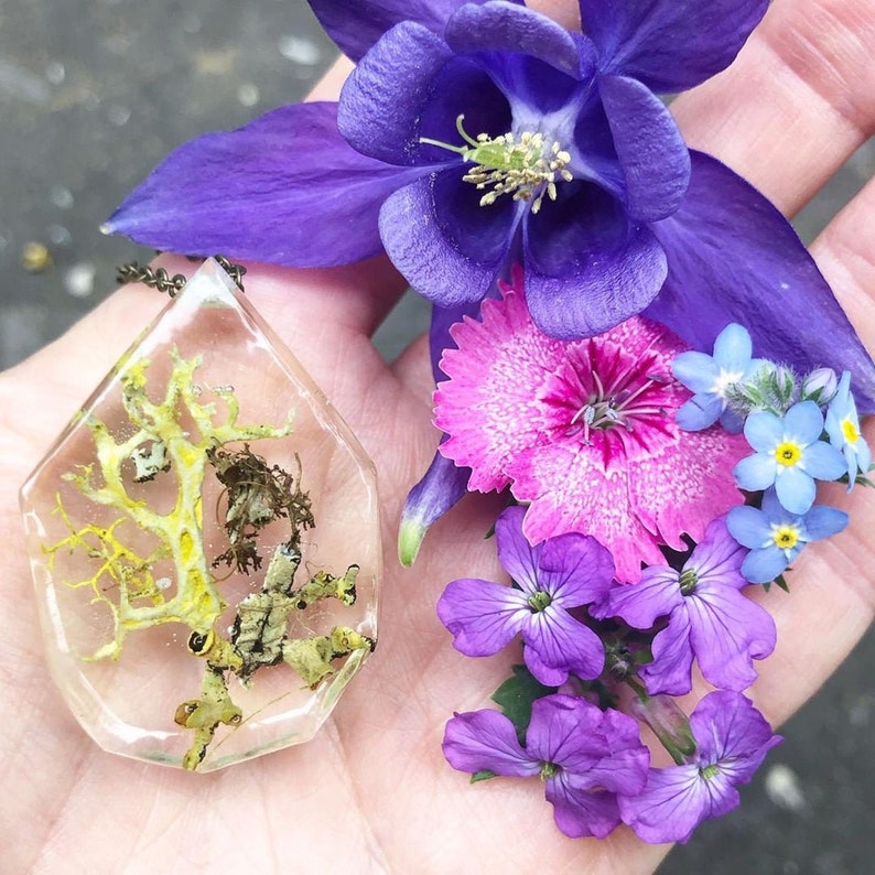 Lichen and Moss Terrarium Eco Resin Moss Necklace