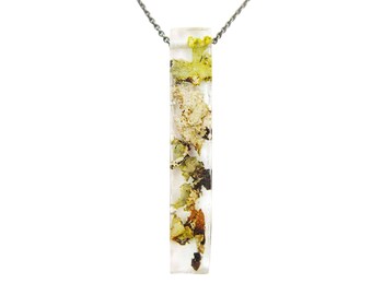 Lichen Resin Necklace Bar Pendant