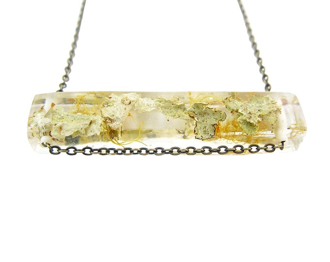 Terrarium Lichen Resin Side Bar Necklace