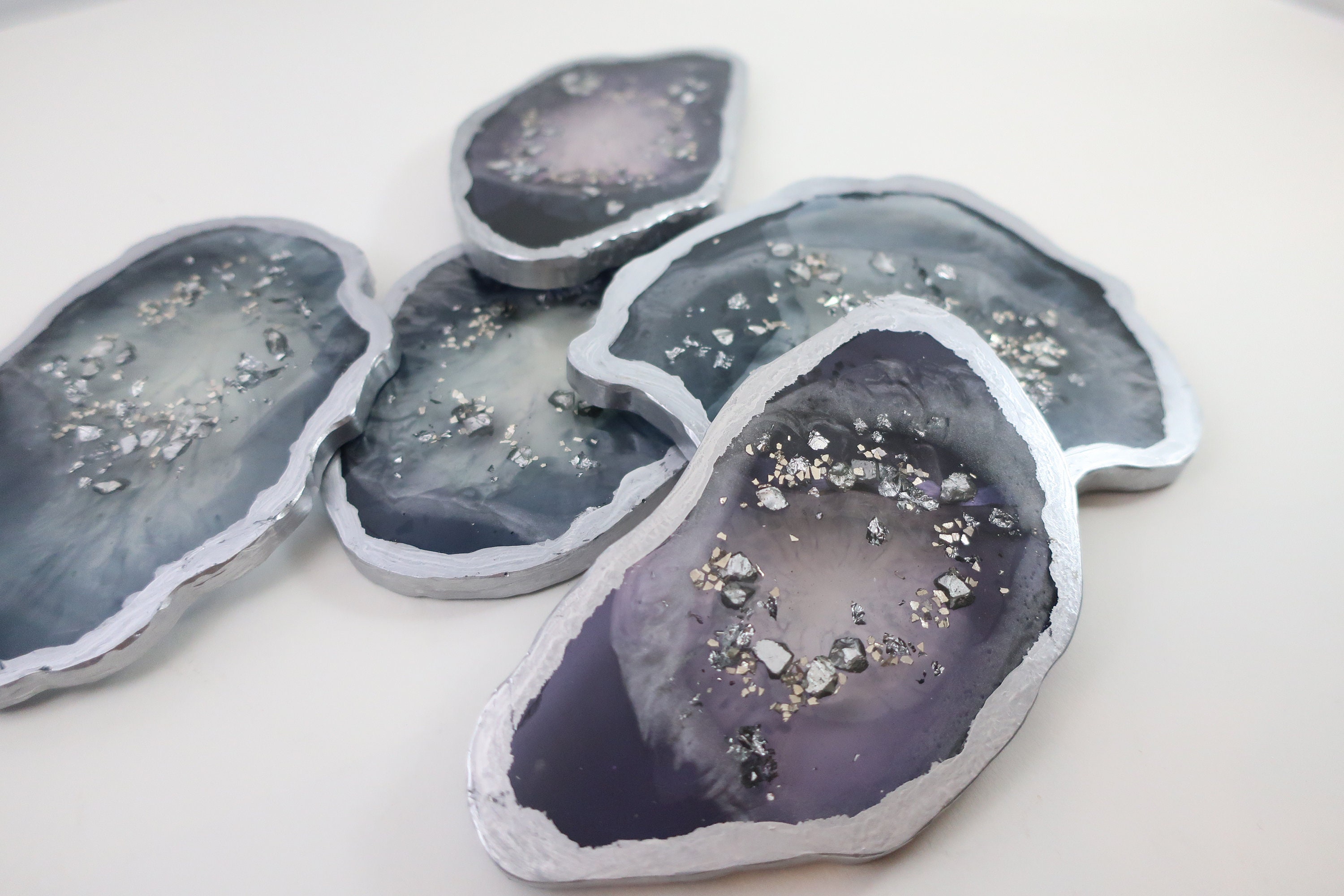 Resin Geode Coaster Set
