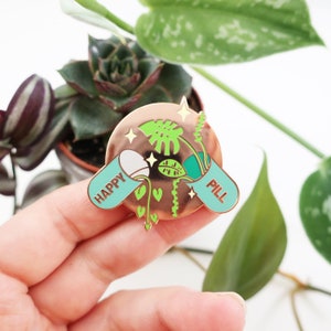 Happy Pill Plant Enamel Pin