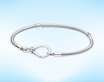 Pandora Everyday Minimalist Charm Pandora Bracelets, S925 Sterling Silver Moments Infinity Knot Snake Chain Bracelet,Gift for her