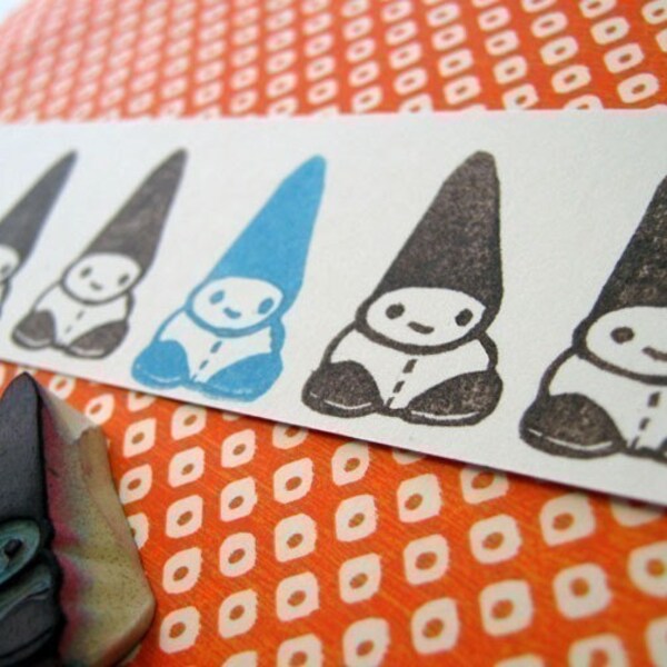 Rolf the Bitsy Baby Gnome - Hand Carved Rubber Stamp