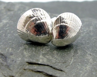 Sterling Silver Medium Shell Studs - Handmade in Devon, Shell Earrings