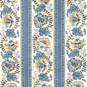 3.5 yds Brunschwig & Fils Lauris fabric - Blue / Gold