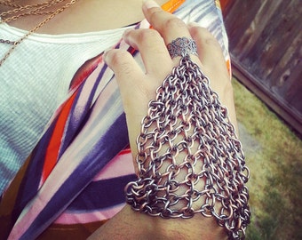 Silver Chain Hand Bracelet, Metal Hand Harness