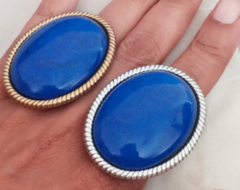 Anillos de cóctel para mujer - Anillos de talla grande con banda ajustable - Anillo grande con piedra azul