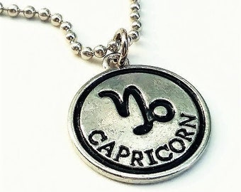 Mens Necklace Chain Silver Capricorn Zodiac Necklaces for Women Unisex