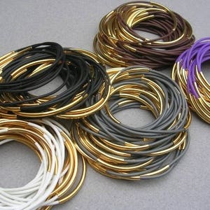 Stackable Bracelets for Women - Stacking Bracelets in Bulk - Jelly Boho Bangles Rubber 10 per Stack